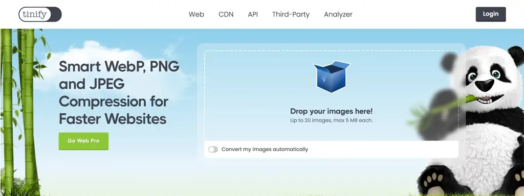 Screenshot of Tinypng's website.